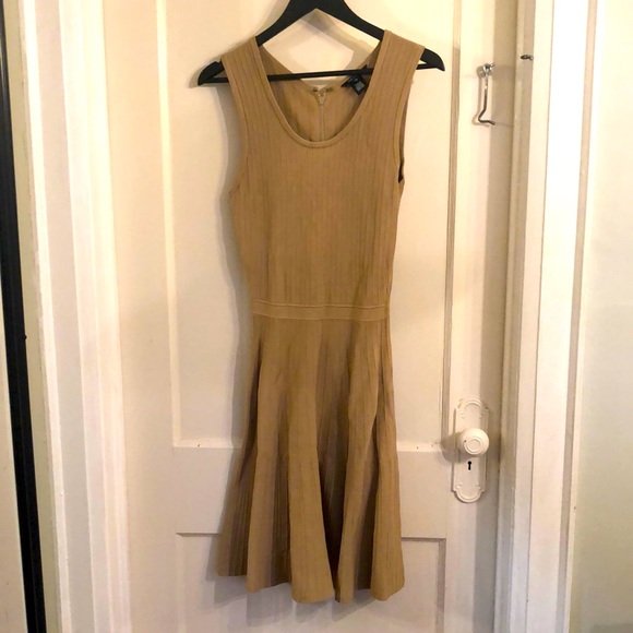 Pink Tartan classic ballerina stretch dress in camel. - Picture 1 of 4